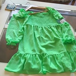 Super cute apple green sheer lined dress. Twix size med.